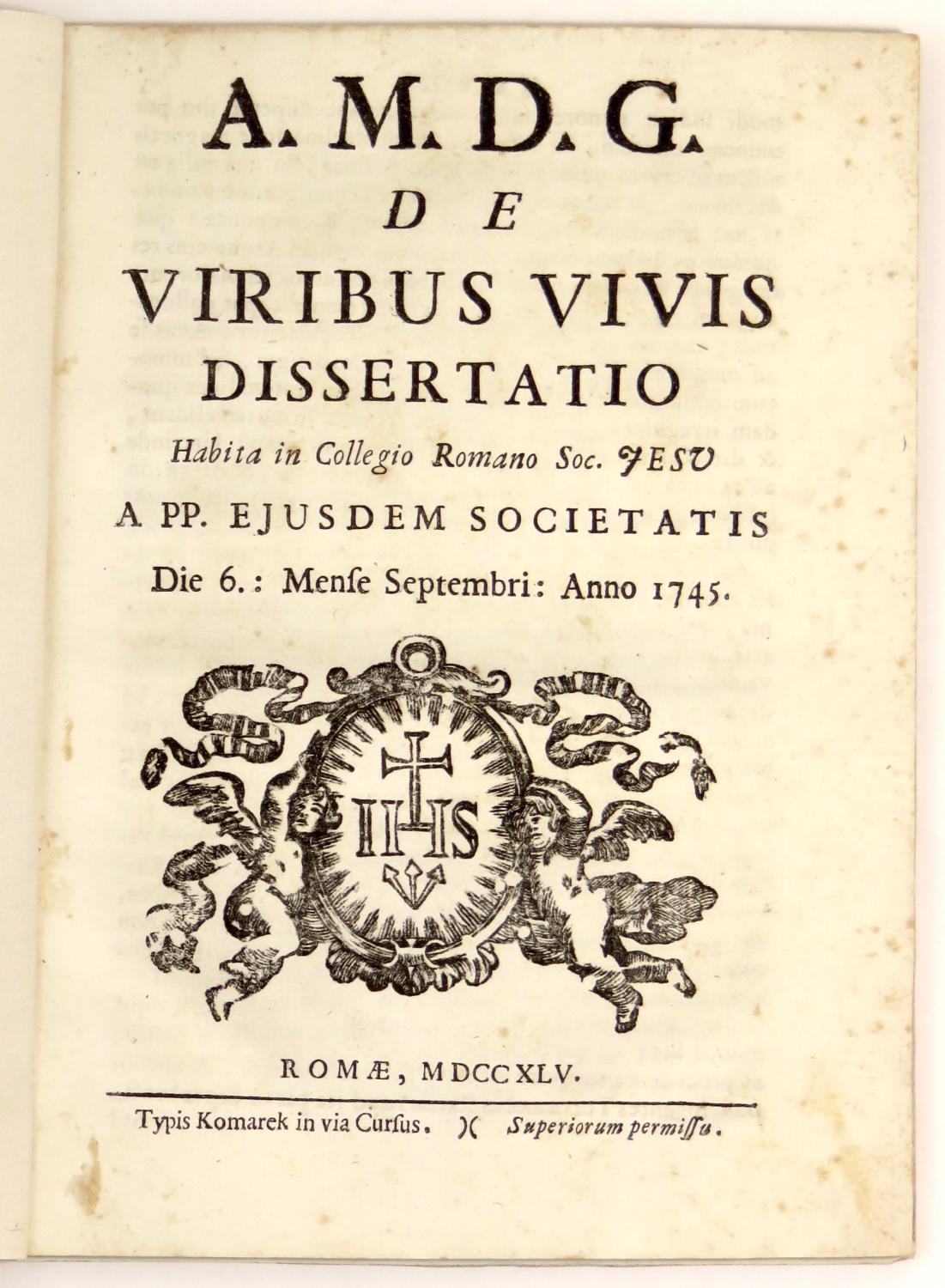 De viribus vivis dissertatio .