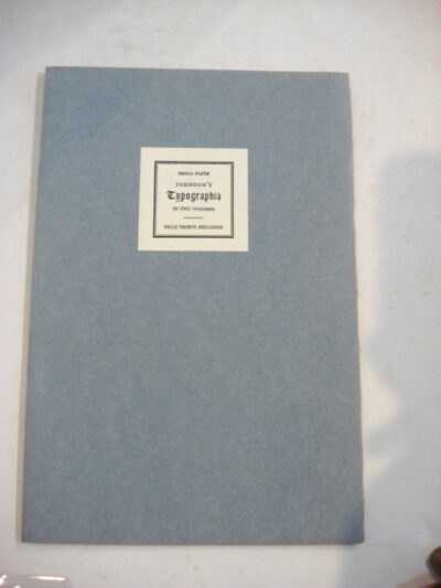 A LEAF FROM JOHN JOHNSON'S TYPOGRAPHIA. With an Introduction by Carey S. Bliss