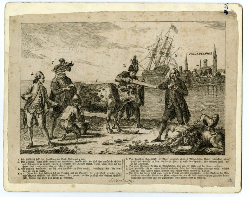 Allegorical print depicting European interests in America in 1782