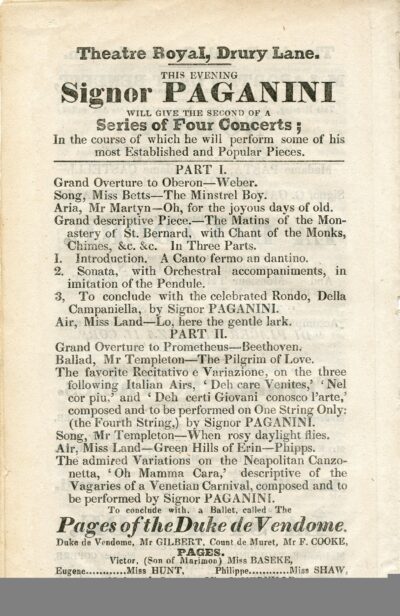 1833 London Concert Advertisement