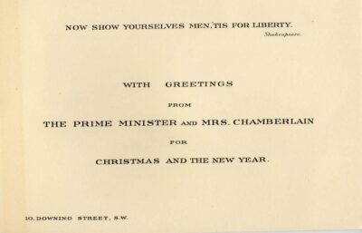 Chamberlain's Christmas Card for 1939