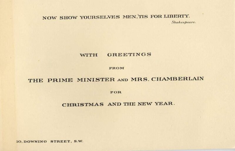 Chamberlain's Christmas Card for 1939