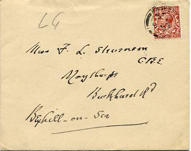 Autograph envelope addressed to 'Miss F.L. Stevenson CBE'