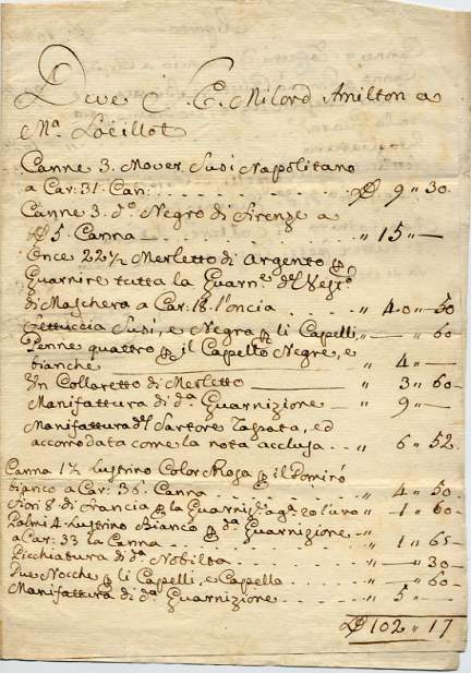 Collection of eight documents relating to Greville's expenses