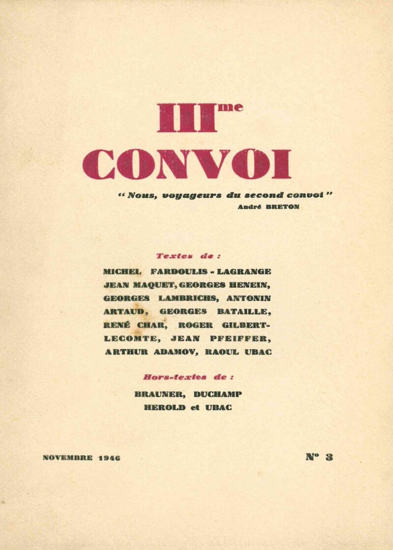 IIIme convoi / Troisième convoi. No. 1 (Octobre 1945) through No. 5 (1951) (all published)
