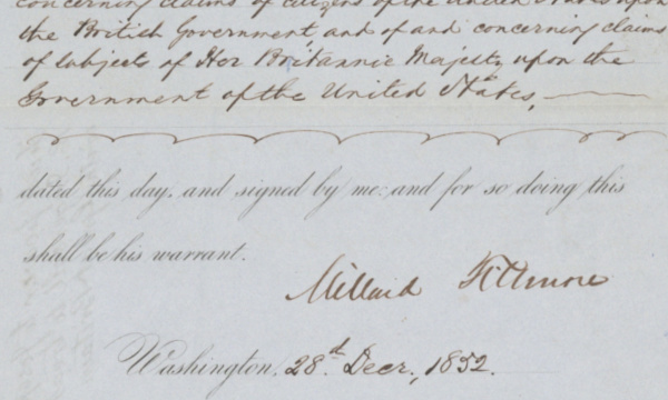 President Millard Fillmore Appoints the U.S. Ambassador to Great Britain to Settle Claims the Two Nations Had Against Each Other ()
