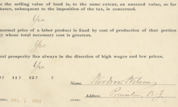 Woodrow Wilson Says ?General Prosperity Lies Always in the Direction of High Wages and Low Prices? (The Progressive Wilson also feels