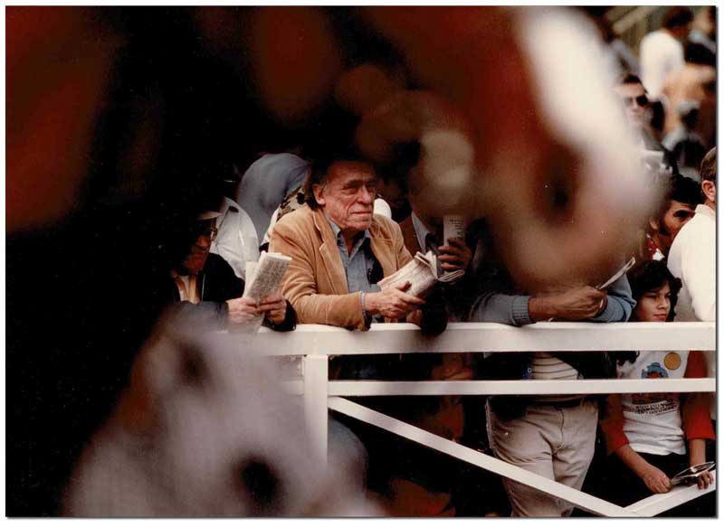 ORIGINAL PHOTOGRAPHIC PORTRAIT OF CHARLES BUKOWSKI AT THE RACETRACK