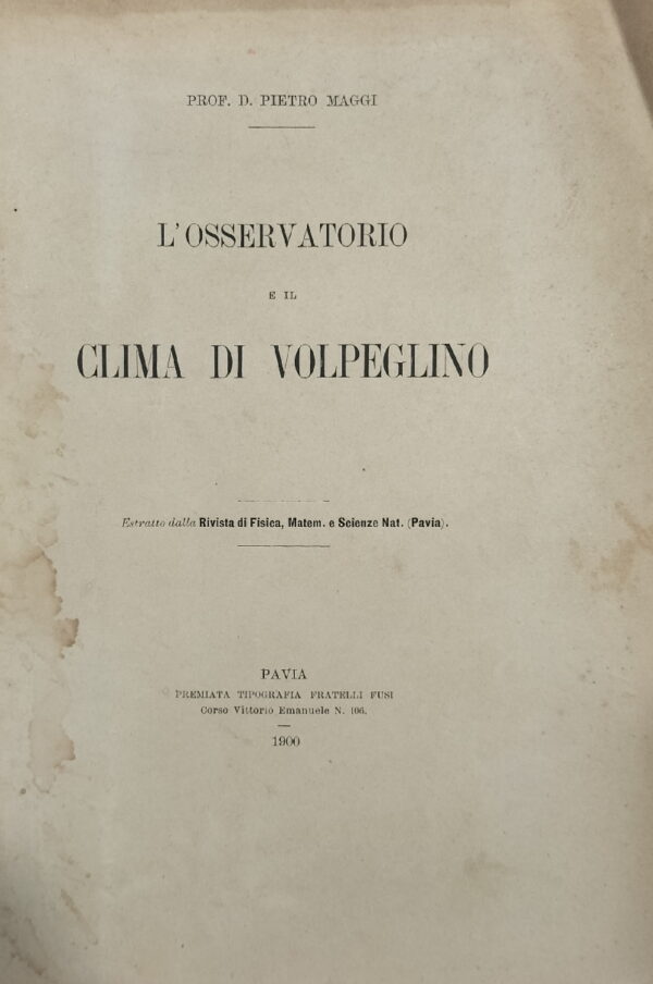 L'osservatorio e il clima di Volpeglino