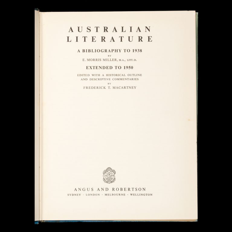 Australian literature. A bibliography to 1938. Extended to 1950.